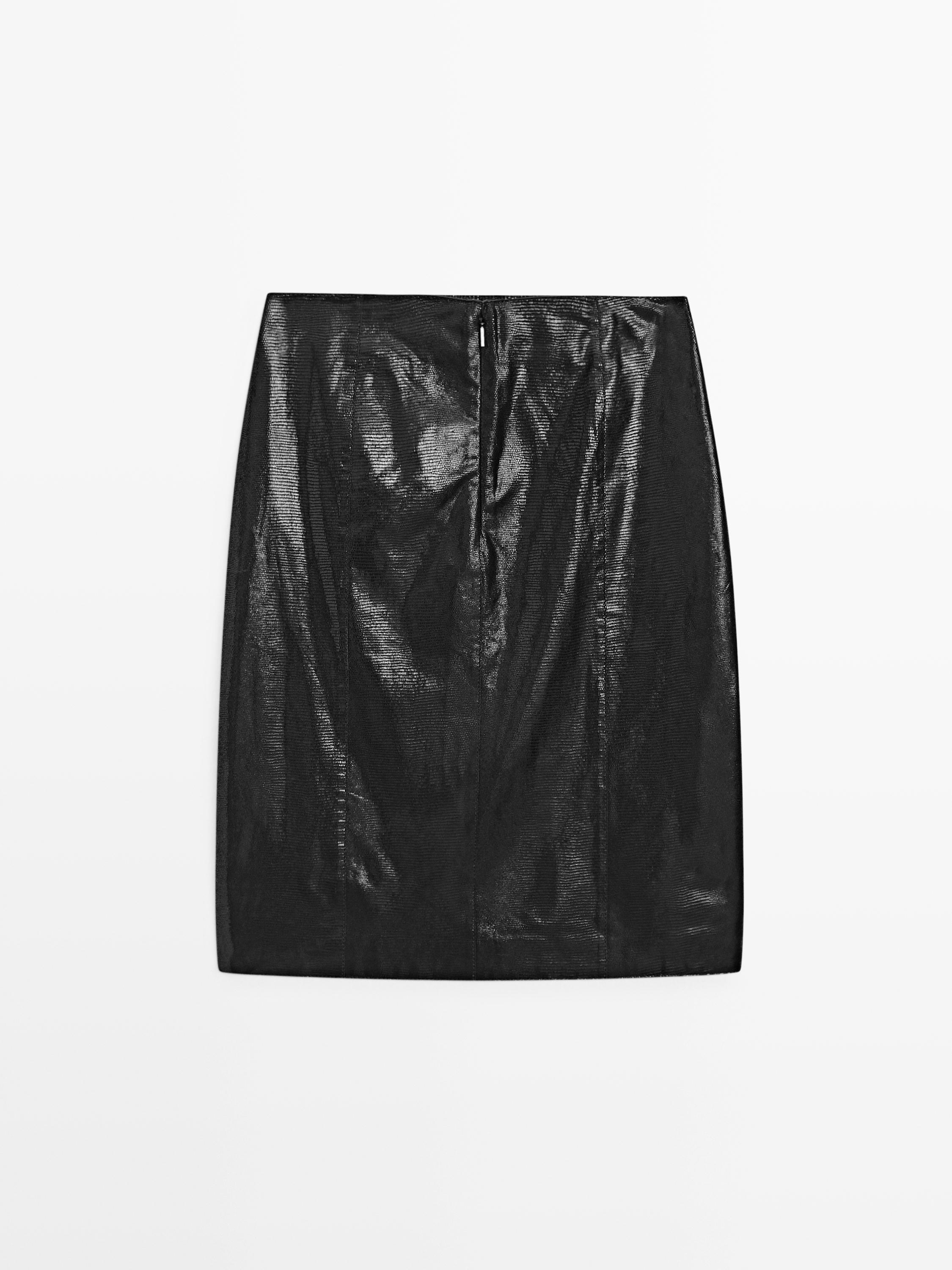 Jupe courte en cuir à imprimé animal